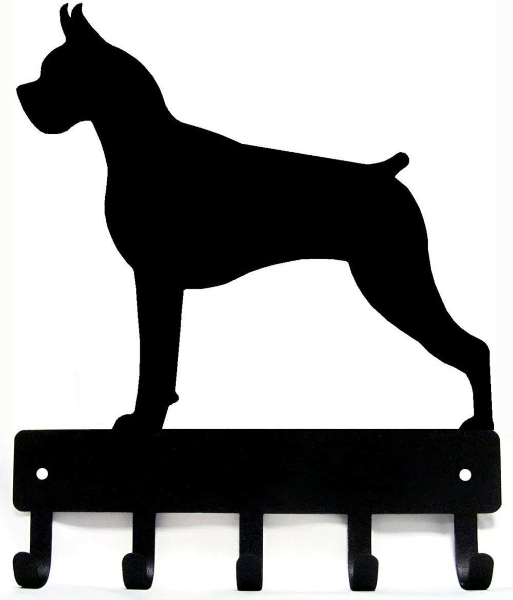 Boxer Dog - Key Hooks & Keychain Holder - 6 inch Wide/9 inch Wide Metal Wall Art