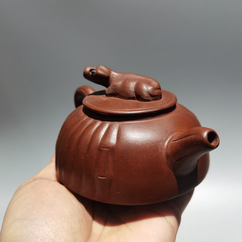 Chinese old Yixing Clay Teapot handmade Ox bull lid Purple sand Teapot