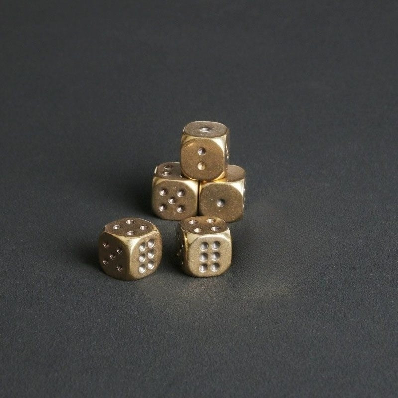 Solid Brass 11mm Dice Small Metal Gaming Cube Mini Copper Ornament 5pc