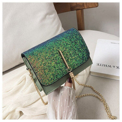 Women Bag Chain Shoulder Bag for Girl Gift Material Black Green Red