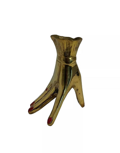 New Brass Golden Multipurpose Flower vase/Ashtray in Shape of Hand 13 cm