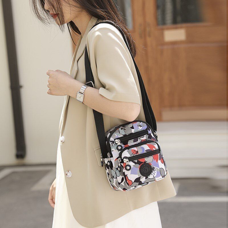 Nylon Printing Shoulder Bags Elegant Crossbody Travel Fashion Zipper Pocket Bag