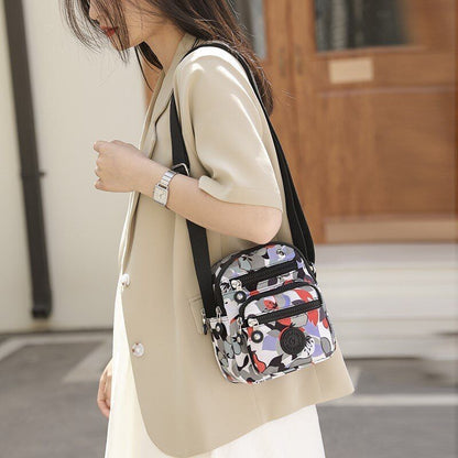 Nylon Printing Shoulder Bags Elegant Crossbody Travel Fashion Zipper Pocket Bag