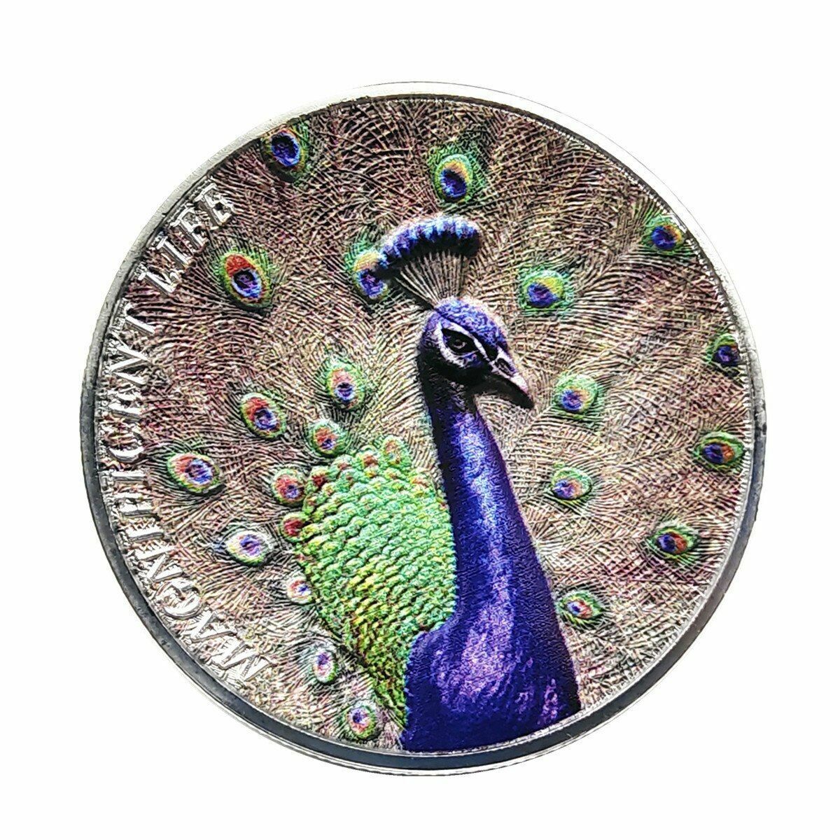 Commemorative Coin Cook Island Magnificent Life Peacock Collectible Metal 40x3mm