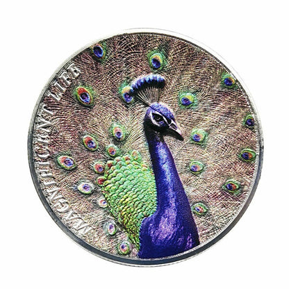 Commemorative Coin Cook Island Magnificent Life Peacock Collectible Metal 40x3mm