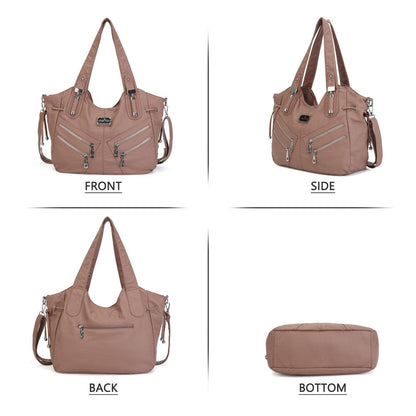 Handbag Shoulder Bags Tote Synthetic Leather Large Purses Red Grey Purple Blue