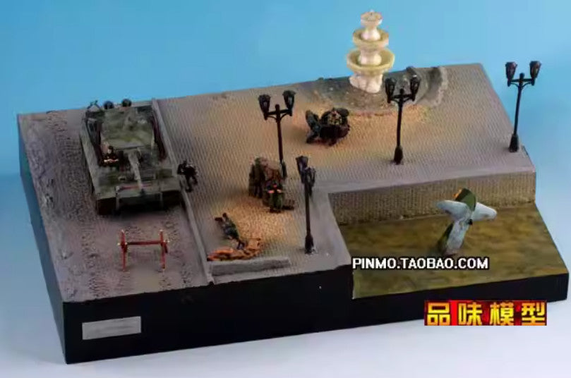 1/72 War Ii European Street Platform Scene Colored Finished Model（No Car）