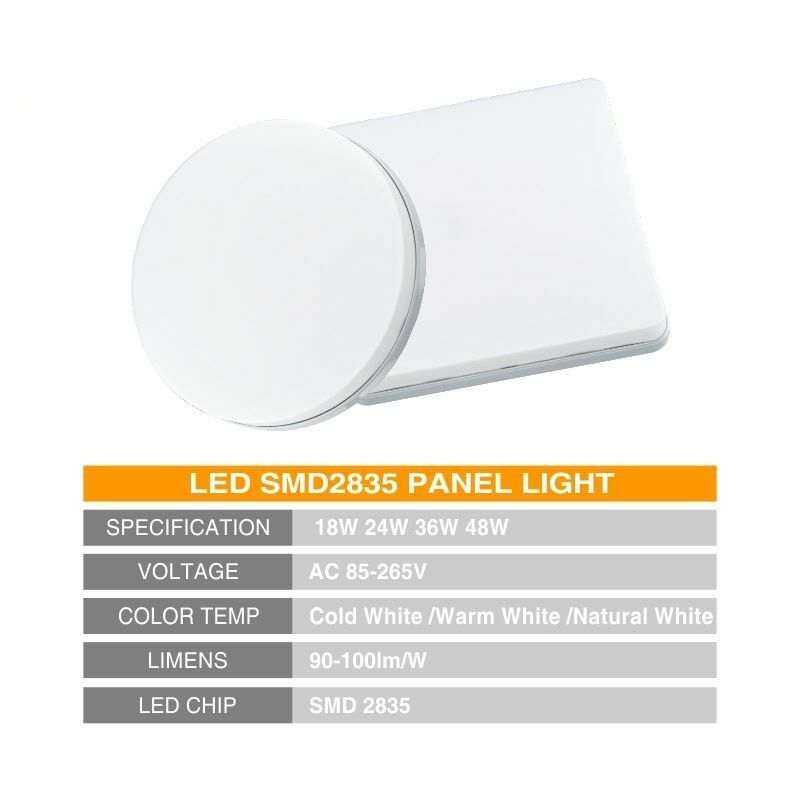 Square LED Panel Light 18W 24W 36W 48W Round Ceiling Lamp Downlight AC85-265V 1