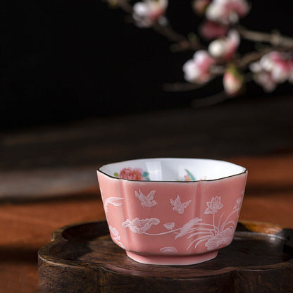 One Cup On Sales Porcelain Floral Print 100ml Chinese Personal Tea Cup Ceramic