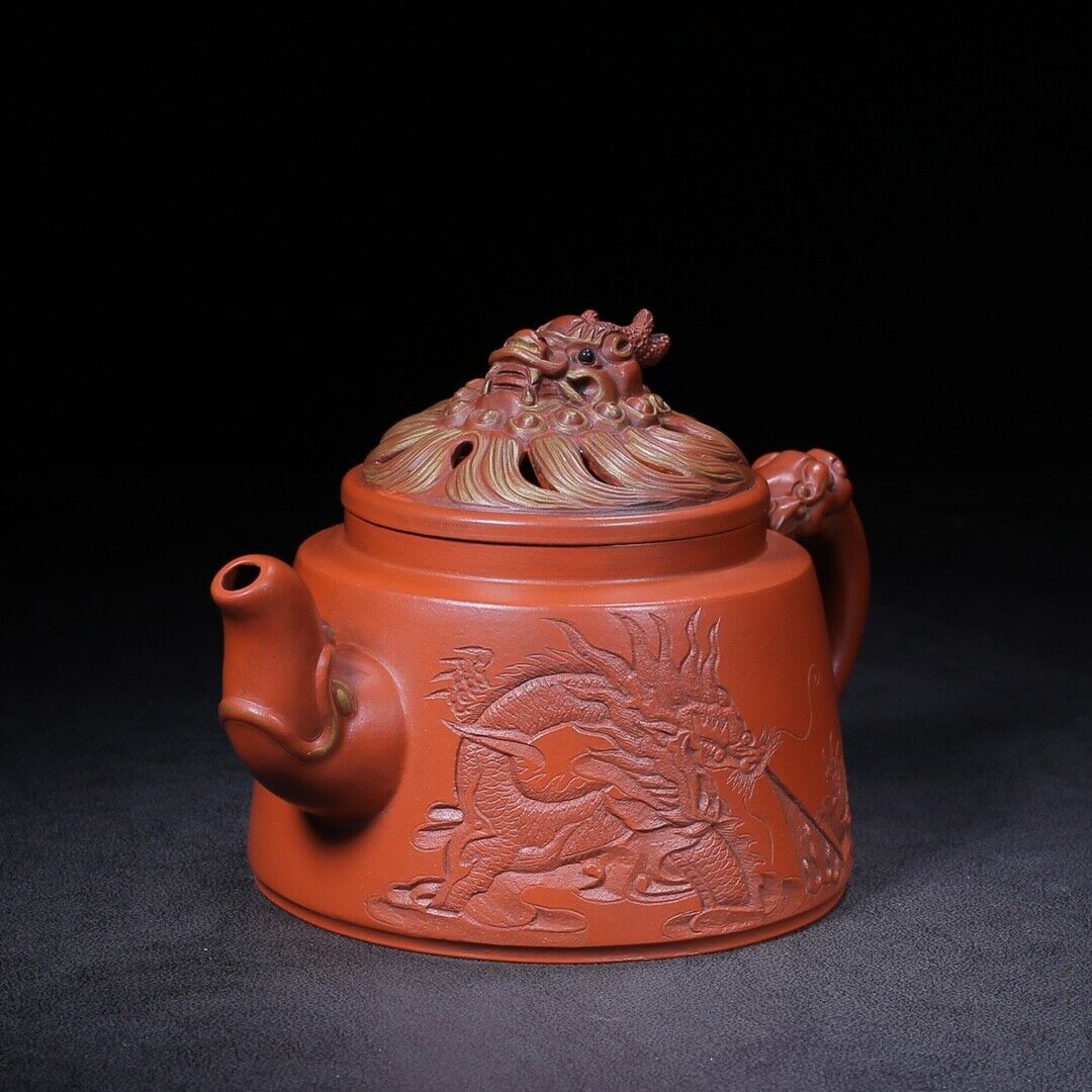 Chinese Yixing Zisha Clay Handmade Exquisite Teapot （龙吟（描金） 底款：朱可心）