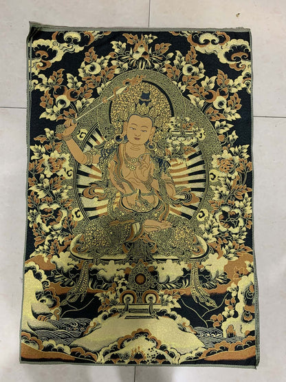 36" Tibet Tibetan Cloth Silk Buddhism Manjusri Bodhisattva Tangka Thangka Mural