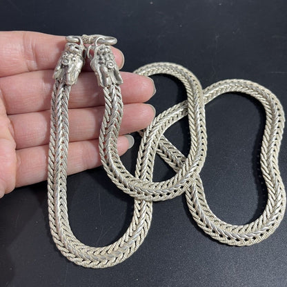 Vintage Miao Silver Pixiu Necklace 60cm Men's Chain