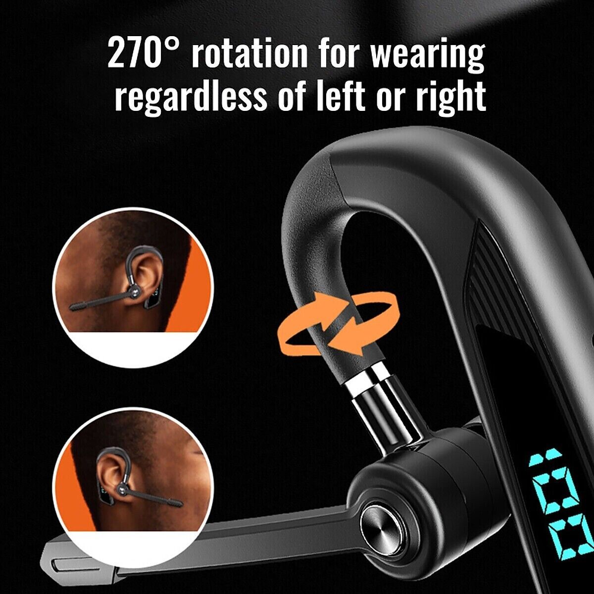Bluetooth 5.2 Earpiece Wireless Headset Driving Trucker Earbuds Noise Cancelling