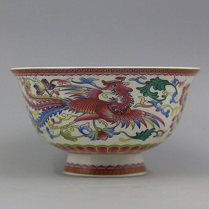 Chinese Porcelain Blue and White Porcelain Bowl with Dragon & Phoenix