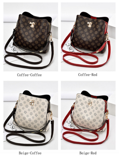 Fashion Leather Handbag Purse Shoulder Bag Bucket Crossbody Versatile for Women