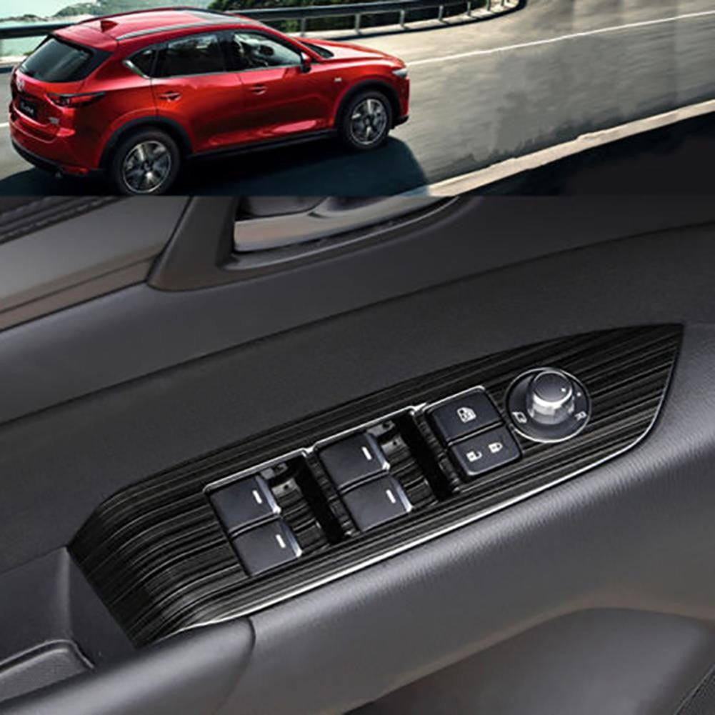 1 Set Black Titanium Window Switch Panel Cover Tirm For Mazda CX-5 CX5 2017 2018