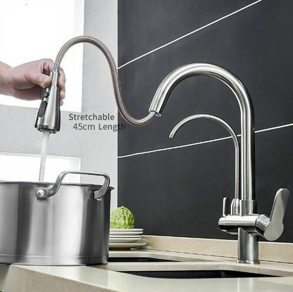 Kitchen Faucets Water Filter Taps Dual Handle Deck Mounted Three Ways Sink Mixer