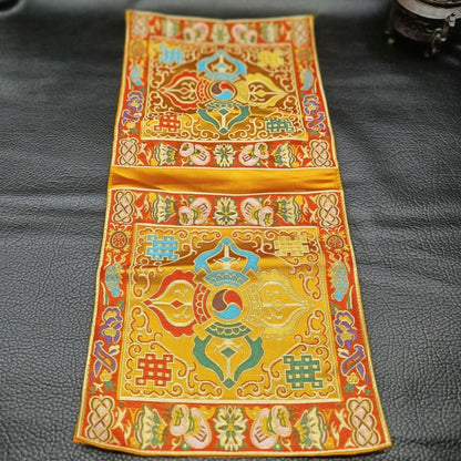 Tibetan Buddhist Ritual Tool Mat Red Fabric Double-Layer Thick 45x22cm Cup Pad
