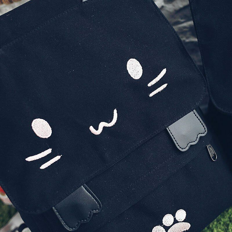 Girl's Canvas Backpack Teenage Rucksack Trip School Bag Women's Cartoon Knapsack