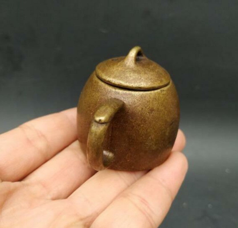 Antique Copperware Collection Copper Brass Plain Teapot Handle Mini Ornaments