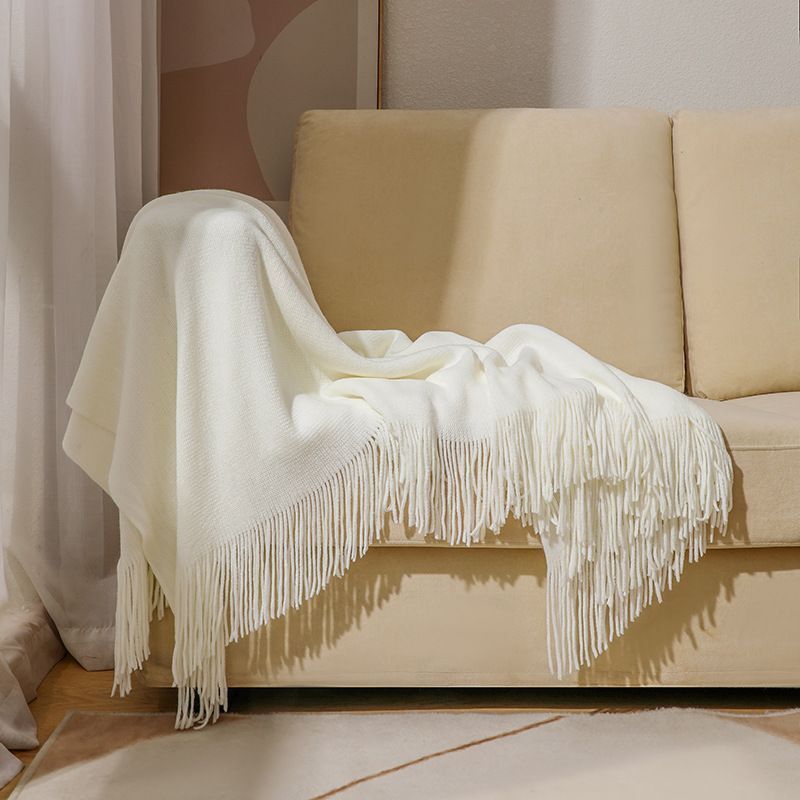 Sofa Knitted Blanket Cotton Thread Nordic Solid Color Protective Cover Bedspread