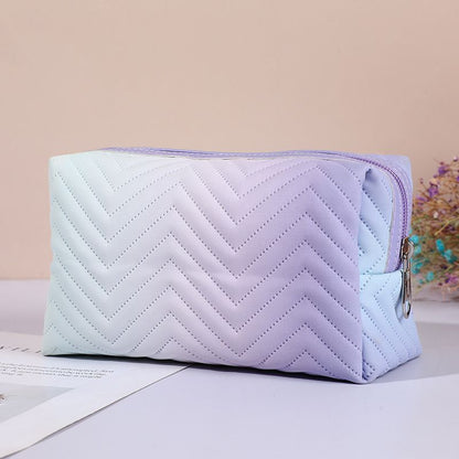 Gradient Color Makeup Bag Zipper Synthetic Leather Cosmetic Pouch Travel Purse