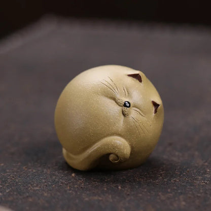 Yixing Purple Clay Cute Cat Tea Pet Tea Sculpture Tea Figurine Ornaments Crafts