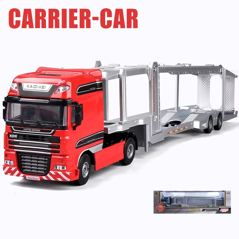 Alloy Double Deck Flatbed Trailer Model Diecast Metal Heavy Semi Trailer Transpo