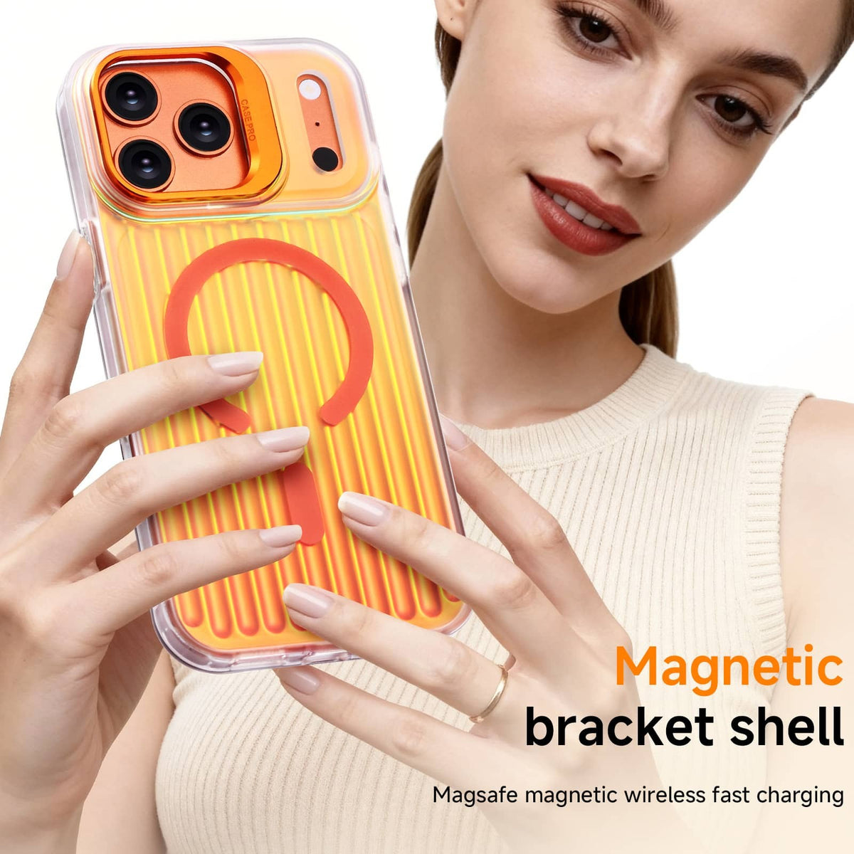For iPhone 17 16 15 14 Pro Max 13 Case Magnetic with Camera Lens Protector Stand