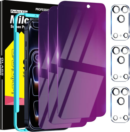 3 Pack Gradient Colorful Privacy Screen Protector for Iphone 17 Pro [Anti-Blue L