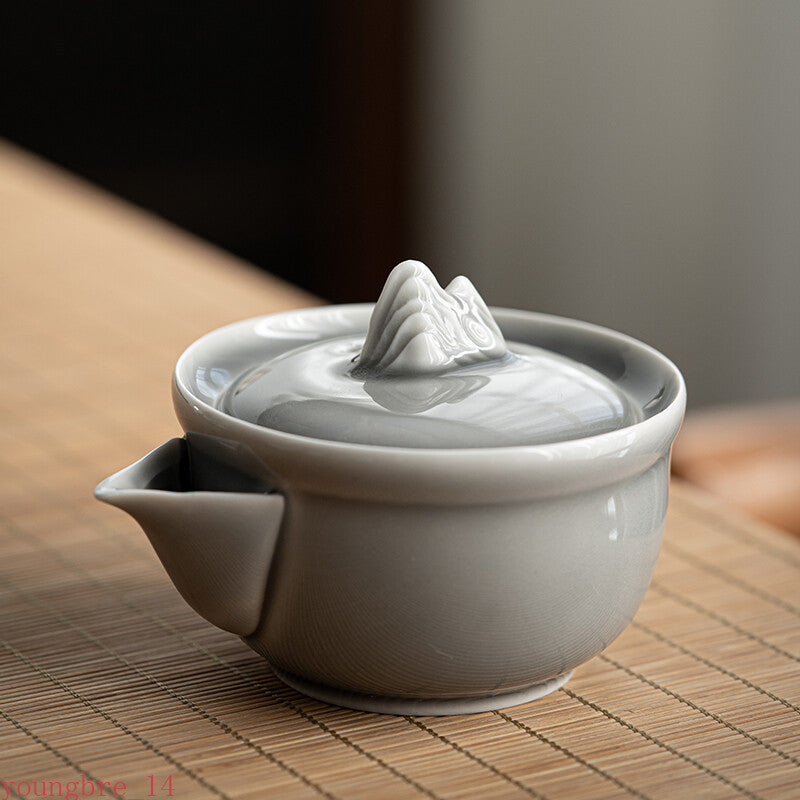 Handheld Teapot Celadon Ice Gray Glaze Ceramic Kung Fu Tea Set Pot Brewing