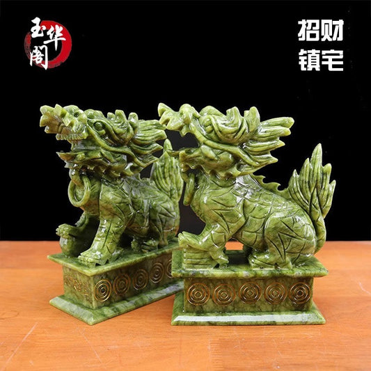Wealth Porsperity Pair of Fu Foo Dogs Guardian Lion Statues, Traditional Statues