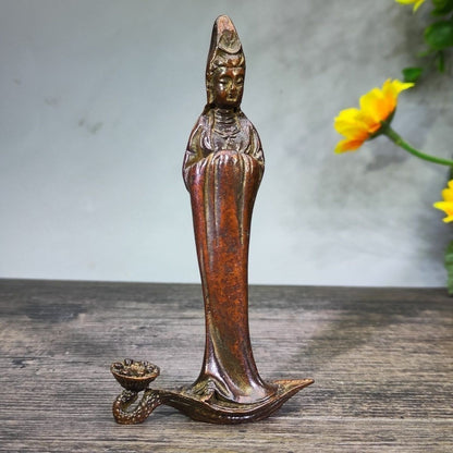 Guanyin Incense Holder Buddha Statue Zen Tea Table Decor Craft Ornament
