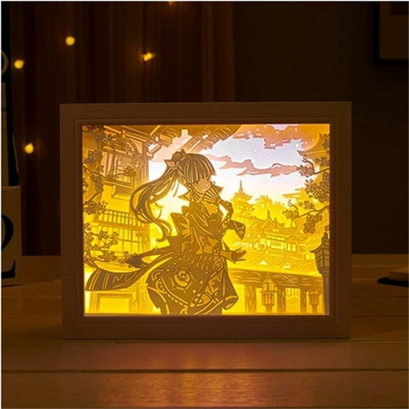 New Genshin Impact Hutao GanYu Paper Carving Lamp Touch Control Rechargeable