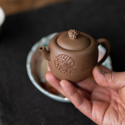 Chinese Yixing Zisha Pottery Duan Clay Handmade Golden Animal Teapot Tea Pot
