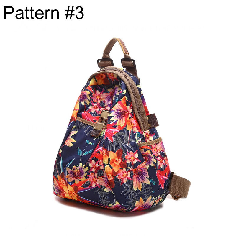 Convertible Floral Nylon Backpack Rucksack Purse Shoulder Bag Travel 2 sizes