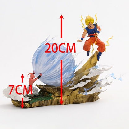 Dragon Ball Z Son Goku VS Majin Buu PVC Action Figure Model Toy Statue Light