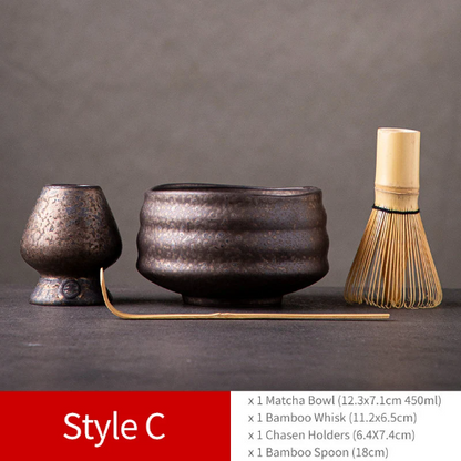 Unique Ceramic Matcha Bowl with Chasen Holder Matcha Kits Tea Ceremony Set