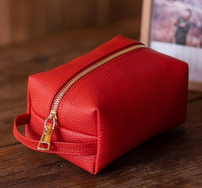 Customized Letters Wash Bag Large Genuine Leather Travel Cosmetic Bags 20*8*8 CM