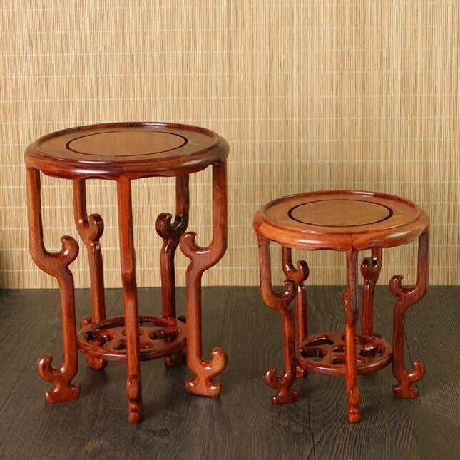 Rosewood Bonsai Stand Ceramic Teapot Stone Vase Flower Rack Base Crafts Decor