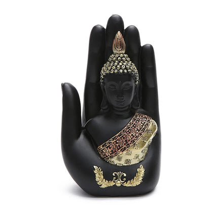1-Piece Buddha Resin Sculpture Thai Home Decoration Handicrafts Black -