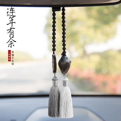 Ebony Fish Car Pendant "Year after Year Surplus" Luxury Rearview Mirror Charm