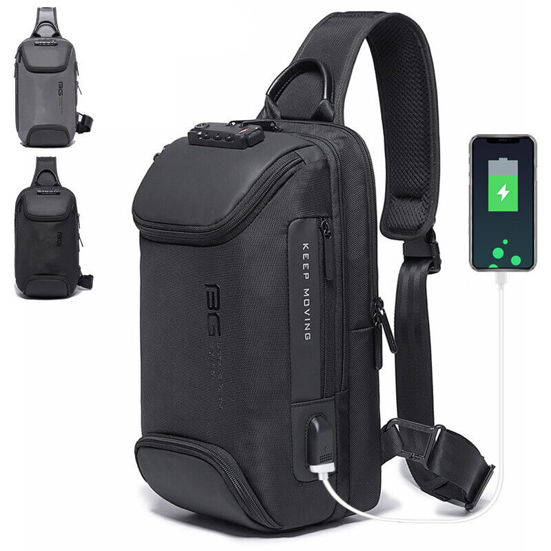 TSA Lock Charging Port Water Resistant Chest Pack Sling Bag One Strap Backpack