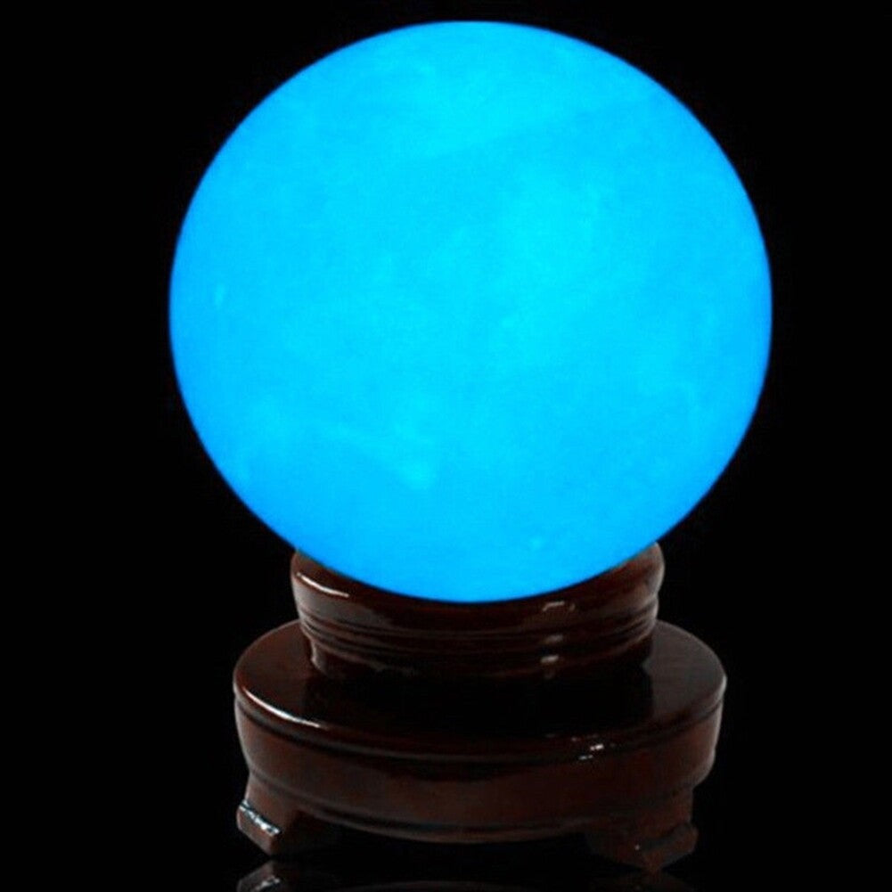 35MM Blue Luminous Quartz Crystal Sphere Ball Glow In The Dark Stone Decor