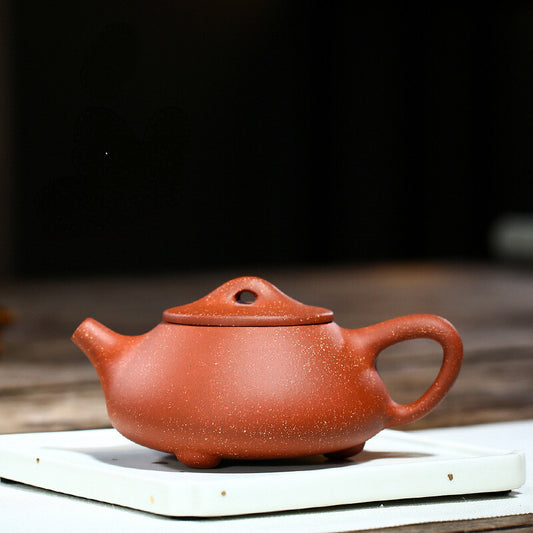 China Yixing Zisha Pottery Dragon Blood Sand Clay Handmade 250cc Mesh Teapot 石瓢