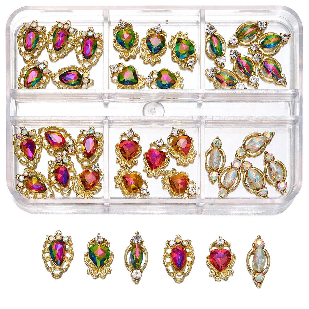 Nail Charms 30Pcs Boxed Luxury Shiny Planet Alloy 3D Art Rhinestones Bling Decor