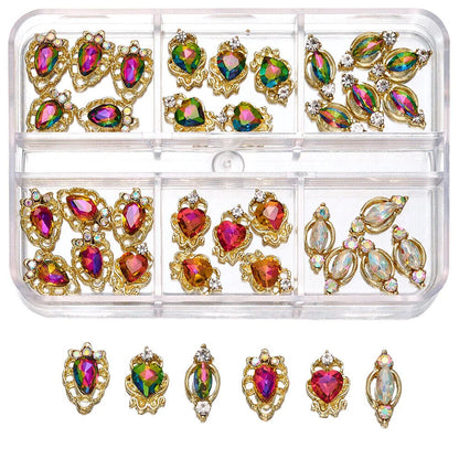 Nail Charms 30Pcs Boxed Luxury Shiny Planet Alloy 3D Art Rhinestones Bling Decor