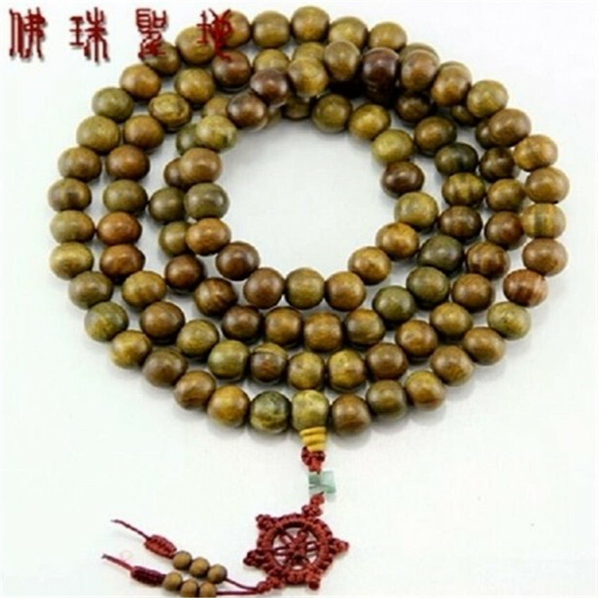 12mm Green sandalwood Mala Necklace 108 Beads Tassel Tibetan meditation Buddhism
