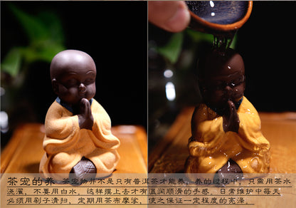 yixing zisha tea pet home ornament Chinese handmade Buddhist statue monk small