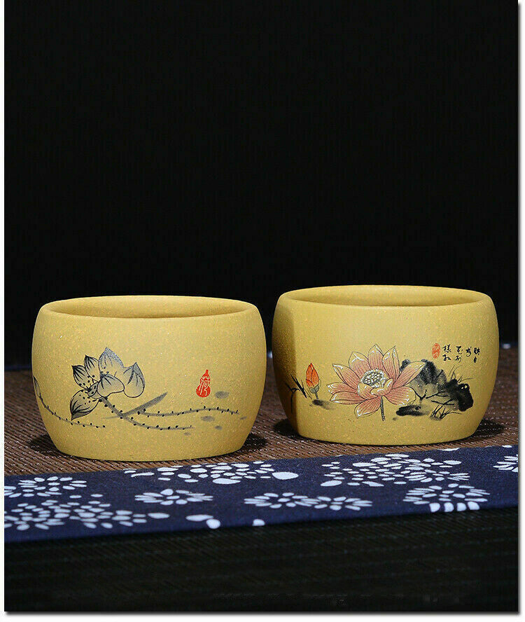 1pair 80ml Chinese Yixing Purple Clay Handmade Lotus Gongfu Tea Cup Tea Set